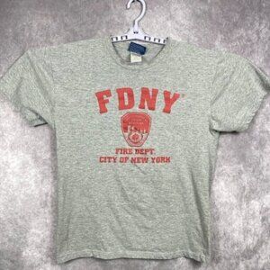 FDNY Shirt Mens Large Gray Cotton Crewneck Short Sleeve Graphic Tee Pullover